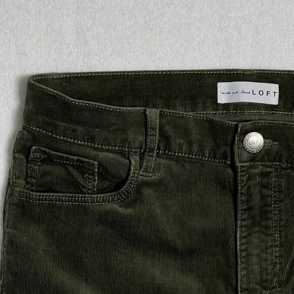 LOFT High Waist Skinny Corduroy Pants Women's 10 Green Stretch Cotton - Picture 10 of 15